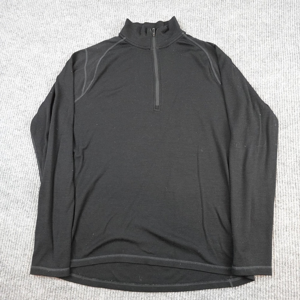 Smartwool Merino Pullover Mens Large Black 1/4 Zip Thermal Base Layer SW0NP603